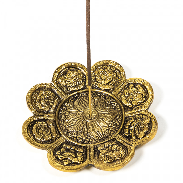 8 Glückssymbole gold - Räucherstäbchenhalter Metall
